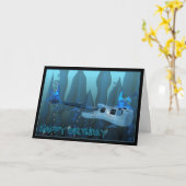 De gelukkige Gitaar van de Verjaardag die door Kaart (Gele Bloem)