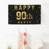 De gelukkige Gouden Zwarte van de Confettien van Spandoek (Insitu)