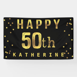De gelukkige Gouden Zwarte van de Confettien van Spandoek