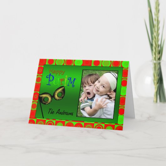 De gelukkige Heldere Kaart van Cirkels Purim (Voorkant)