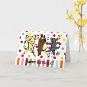 De gelukkige het Dansen Labrador Gelukkige Kaart (Gele Bloem)