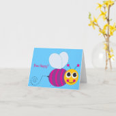 De Gelukkige Hommel Notecard van de bij Kaart (Gele Bloem)