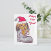 De gelukkige Hond van het Nieuwjaar Feestdagenkaart (Staand voorkant)