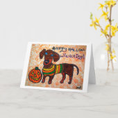 De gelukkige Hond van het zegenenen-Worstje Kaart (Gele Bloem)