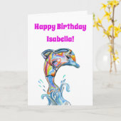 De gelukkige Illustratie van de Dolfijn van de Kaart (Gele Bloem)