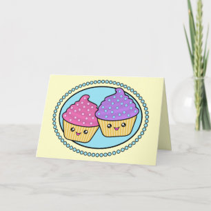 De gelukkige Kaart van Cupcake Kawaii van de