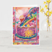 De gelukkige Kaart van de Cake van de Verjaardag (Gele Bloem)