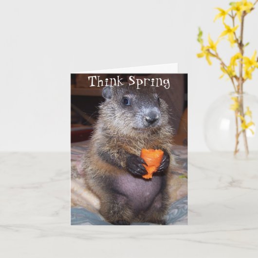 De gelukkige Kaart van de Dag Groundhog met Baby (Gele Bloem)