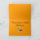 De gelukkige Kaart van de Herfst met de Koffie en (Binnen)