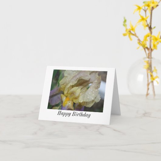 De gelukkige Kaart van de Iris van de Verjaardag (Gele Bloem)