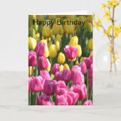 De gelukkige Kaart van de Tulpen van de Verjaardag (Gele Bloem)