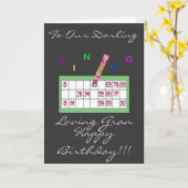 DE GELUKKIGE KAART VAN DE VERJAARDAG BINGO GRAN (Gele Bloem)