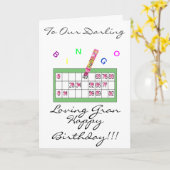 DE GELUKKIGE KAART VAN DE VERJAARDAG BINGO GRAN (Gele Bloem)