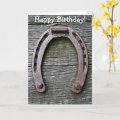 De gelukkige Kaart van de Verjaardag met Hoefijzer (Gele Bloem)