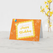 De gelukkige Kaart van de Verjaardag met Oranje (Gele Bloem)