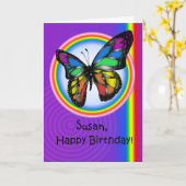 De gelukkige Kaart van de Vlinder van de Regenboog (Gele Bloem)