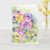 De gelukkige Kaart van de Waterverf van Pansies (Gele Bloem)