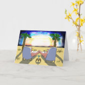 De gelukkige Kaart van het Paar van de Flamingo (Gele Bloem)