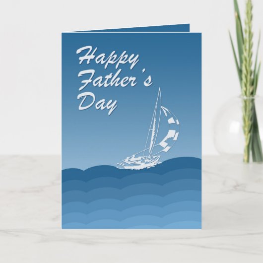 De gelukkige kaart van het Vaderdag met varend jac (Voorkant)