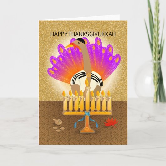De gelukkige Kaart van Thanksgivukkah Turkije (Voorkant)
