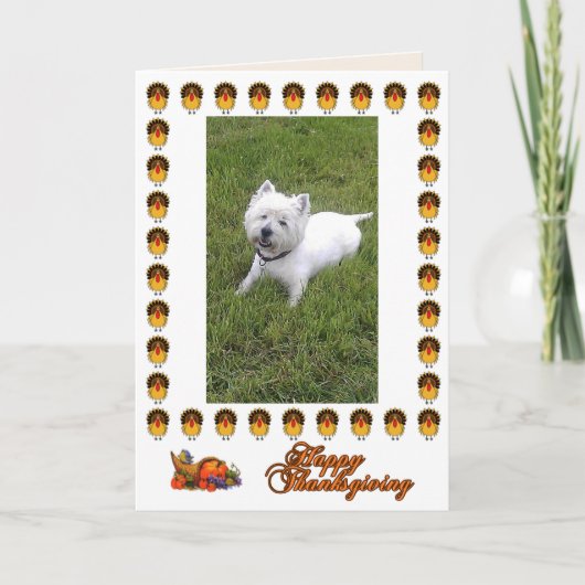 De gelukkige Kaart van Westie van de Thanksgiving (Voorkant)