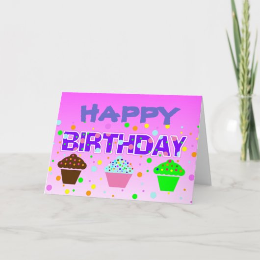 De gelukkige Kaarten van Cupcakes van de (Voorkant)