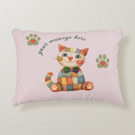 De Gelukkige Kat Kleurrijke Patchwork Op Maat Accent Kussen