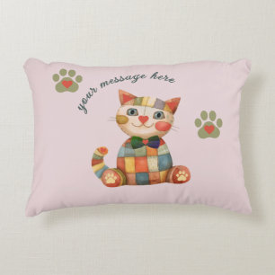 De Gelukkige Kat Kleurrijke Patchwork Op Maat Accent Kussen