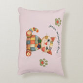 De Gelukkige Kat Kleurrijke Patchwork Op Maat Accent Kussen (Achterkant (Verticaal))