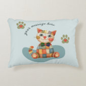 De Gelukkige Kat Kleurrijke Patchwork Op Maat Accent Kussen (Voorkant)