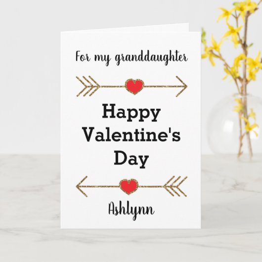 De gelukkige Kleindochter van de Valentijnsdag Kaart (Gele Bloem)