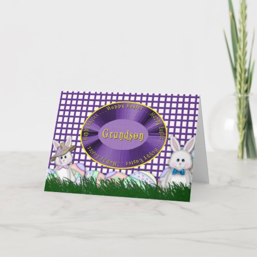 De gelukkige Kleinzoon van Pasen - Konijntjes en Feestdagen Kaart (Voorkant)
