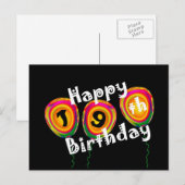 De gelukkige Kleurrijke Ballons van de 19de Briefkaart (Voorkant / Achterkant)