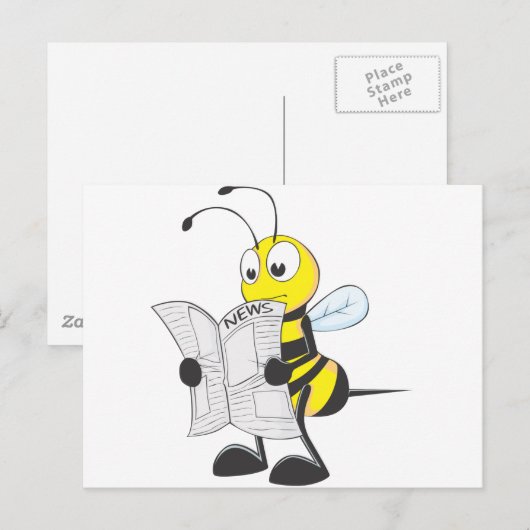 De gelukkige Krant van de Lezing van de Bij Briefkaart (Voorkant / Achterkant)