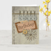 De gelukkige Labels van de Verjaardag Kaart (Gele Bloem)