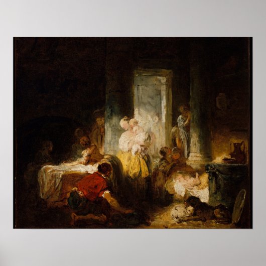 De gelukkige moeder - Fragonard (1760) Poster (Voorkant)