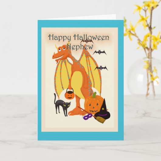 De gelukkige Neef van Halloween Kaart (Gele Bloem)