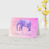 De gelukkige Olifant van de Waterverf van de Kaart (Gele Bloem)