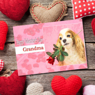 De gelukkige Oma van de Valentijnsdag met Hond en Feestdagen Kaart