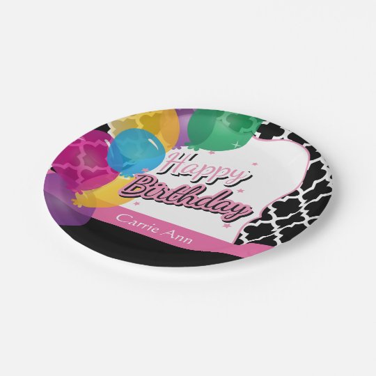 De gelukkige Partij van de Verjaardag met Ballons Papieren Bordje