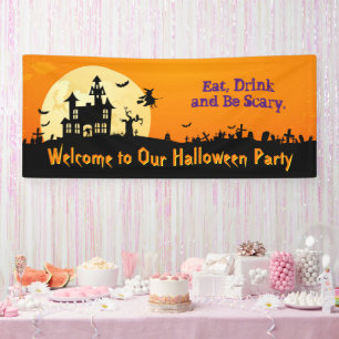 De gelukkige Partij van Halloween - eet, drink en Spandoek