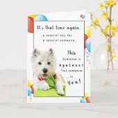 De gelukkige Persoon, Westie en de Ballons van de Kaart (Gele Bloem)