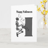 De gelukkige Piano van het Skelet van Halloween Kaart (Gele Bloem)