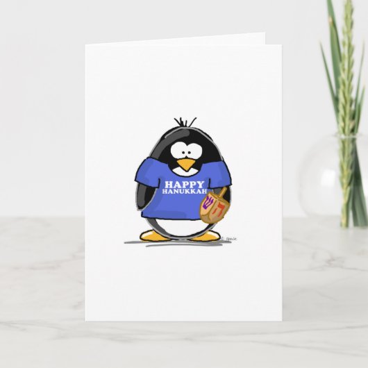 De gelukkige Pinguïn van de Chanoeka Feestdagen Kaart (Voorkant)