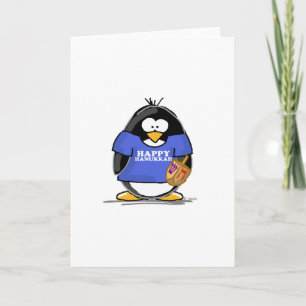 De gelukkige Pinguïn van de Chanoeka Feestdagen Kaart