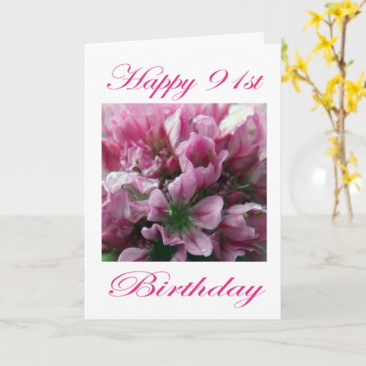 De gelukkige Roze en Groene Bloem van de 91ste Kaart (Gele Bloem)