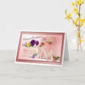 De gelukkige Roze Hoedenmaker van de Verjaardag Kaart (Gele Bloem)