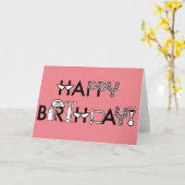 De gelukkige Roze Personaliseerbare Kleur van de Kaart (Gele Bloem)