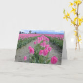 De gelukkige Roze Tulpen van de Lente Kaart (Gele Bloem)