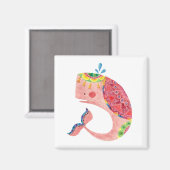 De gelukkige roze walvis magneet (Voorkant / Achterkant)